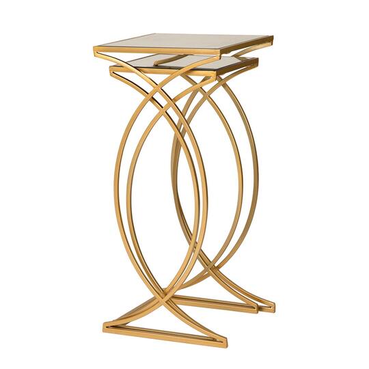 Glitzhome® Metal Tall Accent Table with Glass Top Set